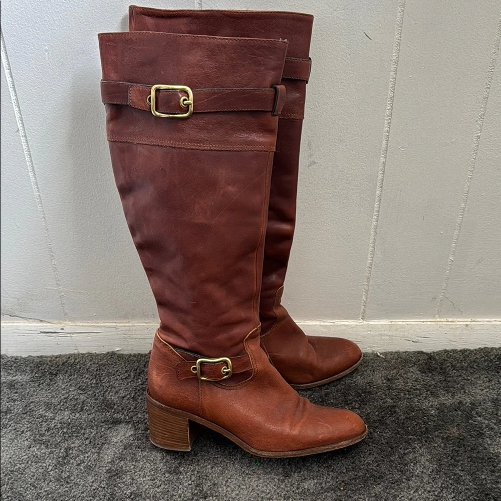 Coach Brown Leather Knee-High Boots - Picture 1 of 5